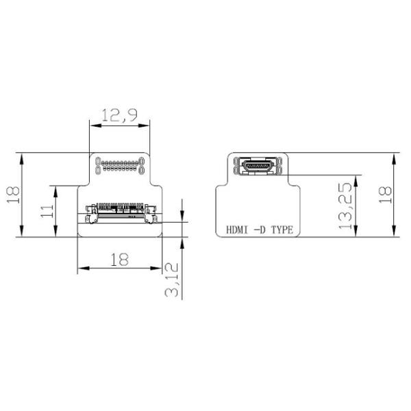 IPEX 20525-020E-02 To Micro Elbow Head HDMI-D-2 Super Soft Lossless Shielded HDMI Video Cable Adapters