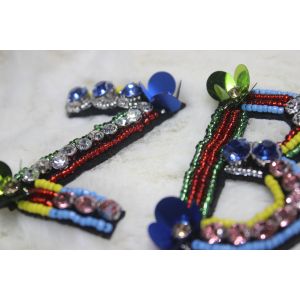 Letter patches Glass strass beads with sequins handmade patches