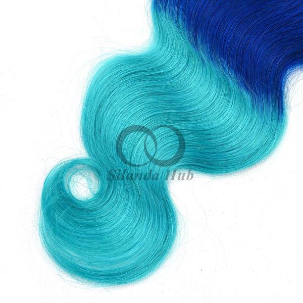 #T1B/Blue/Light Blue Body Wave Remy Human Hair Bundles Sew In Weave Bundles Brazilian Bundle Deals