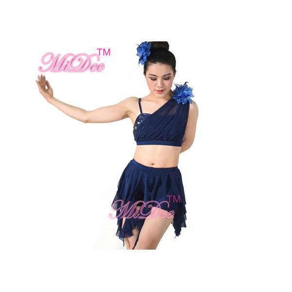 ODM Belly Dancing Clothes Diagonal - Neck Irregular Sequin Top Two Pieces