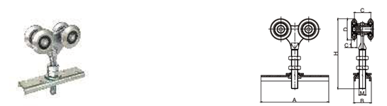 44mm 1.73" sliding door hanging rollers White Zinc Iron With Bearing