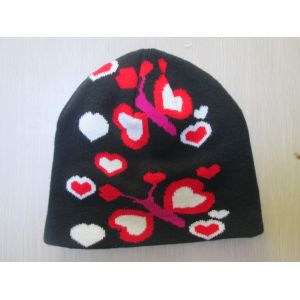 Quality Acrylic Hat for Children--Classic Style with Flowers--Outside and Winter--Jacquard Hat for sale