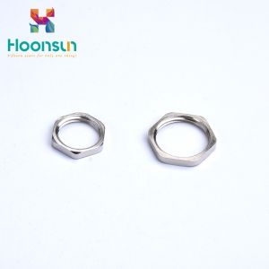 China High Precision Hexagon Metal Cable Gland Locknut With Electroplating Surface on sale