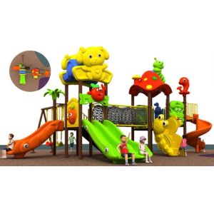 outdoor playground equipment with plastic slide and tube slide