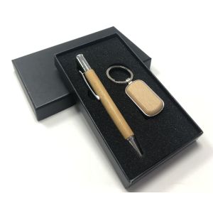 Random Combination Promotional Business Gifts Pen Leather Metal Keychain Card