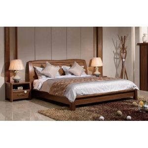 Solid Wood Home Room Furniture Ebony Wood Bed And Night Stand Simple Style