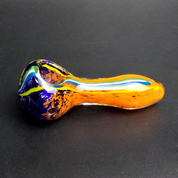 Hand Made Glass Spoon Pipes , 3.5" Radiant Glass Bubbler Pipe Recycled