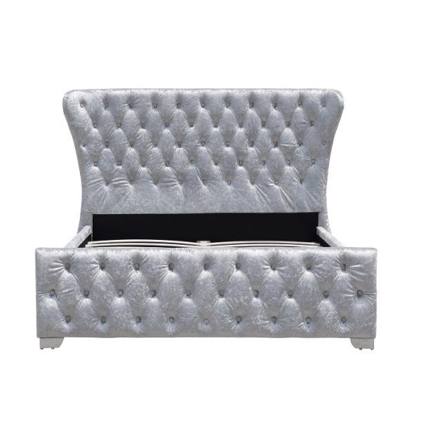 Buy Customizable Crushed Velvet King Home Furniture Bed Frame With Buttons at wholesale prices