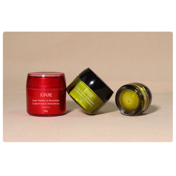 Luxury Custom 80g Plastic Jar Empty Body Face Skin Care Acrylic Cream Jar Cosmetic Round Red Green Jar Packaging