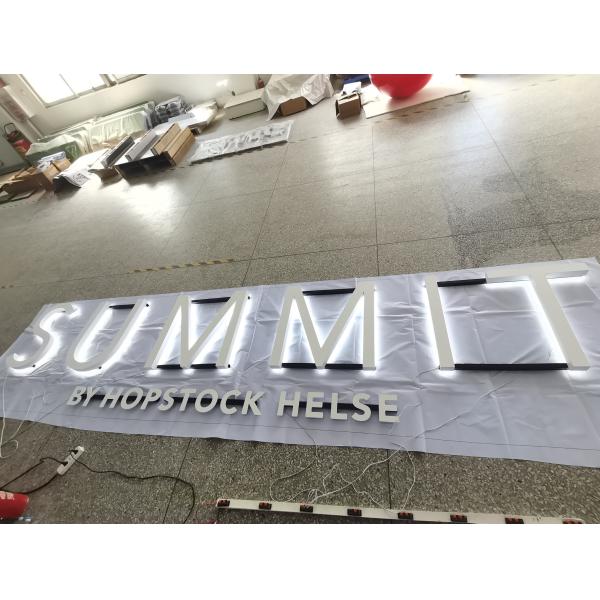 TUV RoHS 3D Gold Letters , Outside Building Illuminated Acrylic Letters