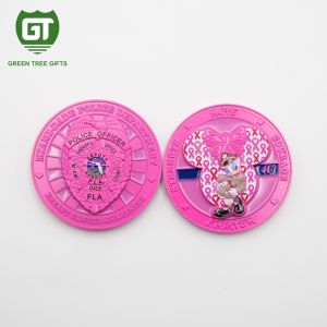 Quality 3D effects Disney Round challenge Coin with dyed pink metal for sale