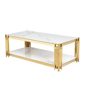 Modern Stainless Steel Marble Hotel Lobby Square Coffee Table