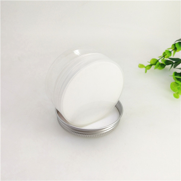 100ml Clear Plastic Cylinder With Aluminum Lid / Empty Cosmetic Jars
