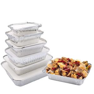 China 30g Aluminum Foil Lunch Box 145x45mm Rectangular Disposable on sale