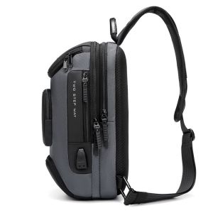 Multi Pockets Polyester Mens Sling Bag With Usb Charging Interface