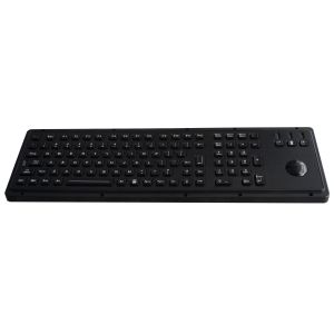 Black Stainless Steel Metal Industrial Keyboard With Trackball Backlight