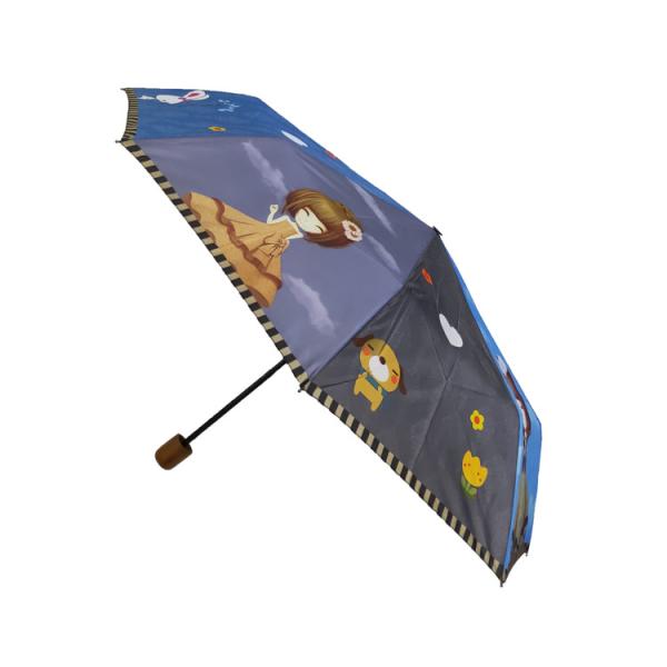 Buy Digital Printing Manual Open pongee Wood Handle Umbrella at wholesale prices