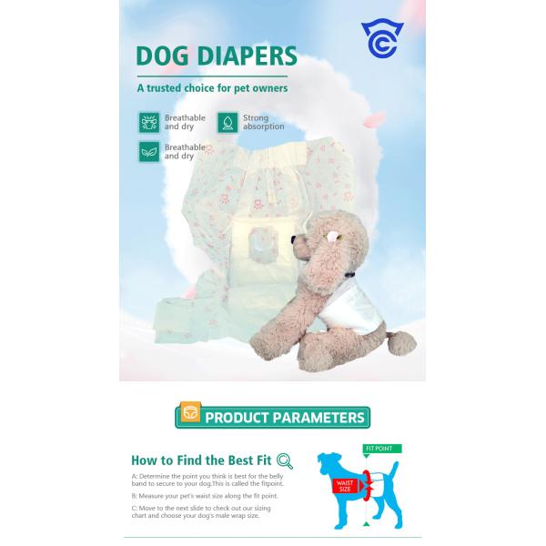 High Absorbency Male Dog Diapers with Cloth-like Film and Soft Non-woven Topsheet