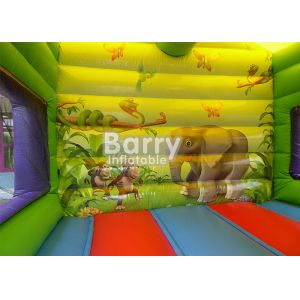 Commercial Jungle Theme Giant Inflatable Combo Tropical Bouncer With Slide
