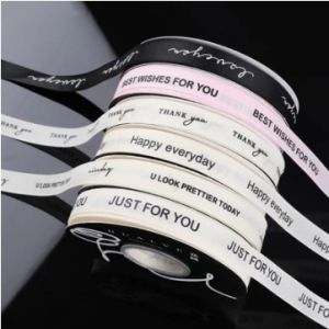 China Customized Color English Ribbon for Floral Packaging 1.5cm Width 9X9X1.5cm Package Size Ribbed Design on sale