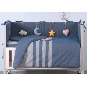 Moon / Stars Baby Crib Bedding Sets 5 Pcs Bed Reducer Size Customized