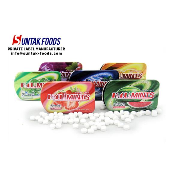 Buy 15g Sweet Confectionery Slide Tin Box Candy / Xylitol Mints For Fresh Breath at wholesale prices