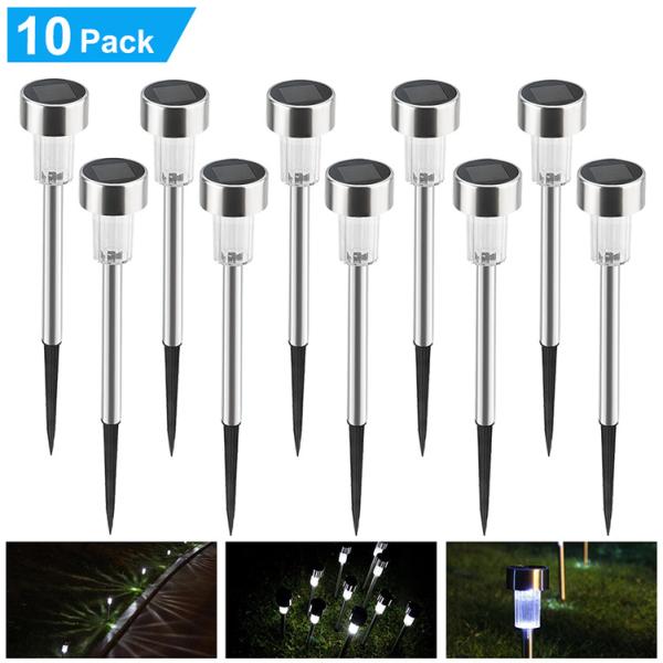 10 Pack Solar Lights Outdoor, Solar Powered Pathway Landscape Light Garden Stainless Steel ROHS Ce 1-year Ip44 FCC