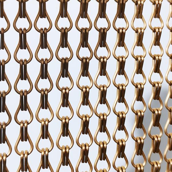 Gold Anodized Chain Mail Decorative Metal Link Mesh Curtain Aluminium Alloy Coil Drapery