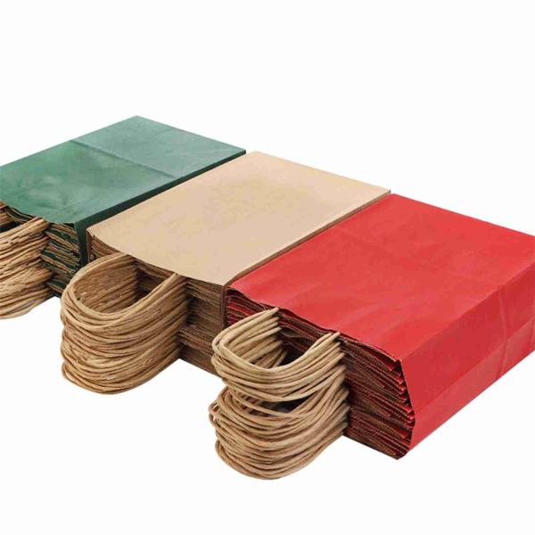 ODM Recycling Colored Kraft Retail Paper Bags With Handle 16x8x22