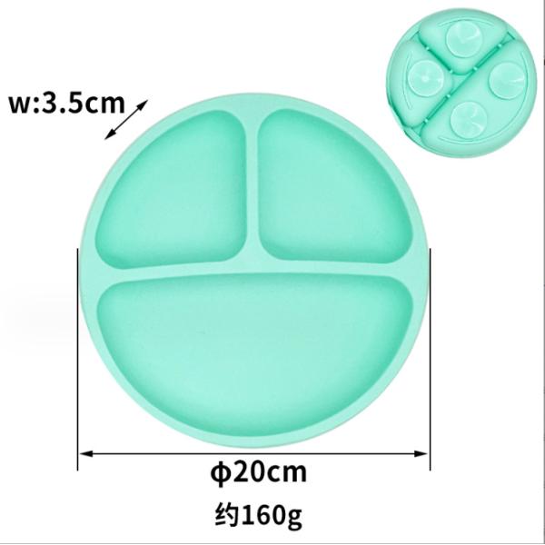 BPA Free Silicone Non-Slip Baby Dinner Plate with Suction Cup and Food Grade Material