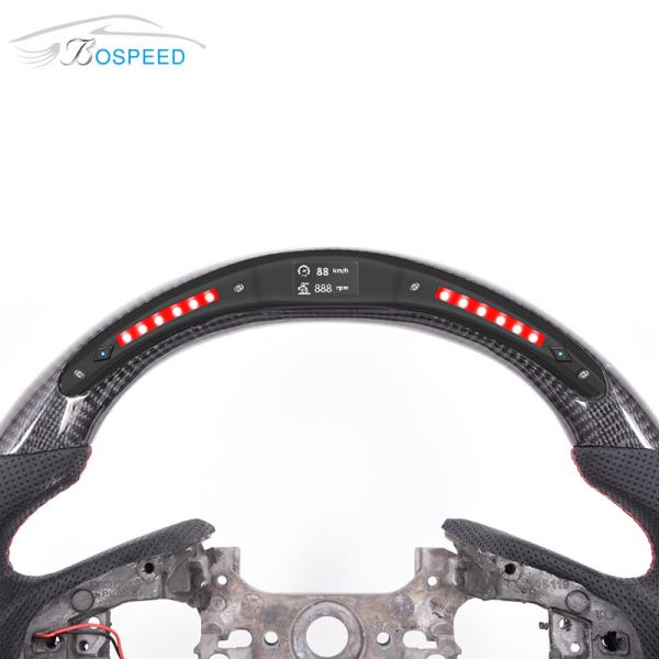 Honda Led Red Stripe Forged Carbon Steering Wheel Black Leather Perforated
