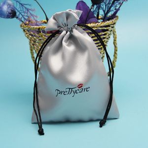 Quality Personalized Luxury Satin drawstring eyelash Packaging bags with logo printing for sale
