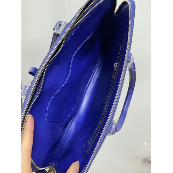 Authentic Crocodile Belly Skin Matt Finished Businessmen Blue Briefcase Genuine Alligator Leather Male Working Purse