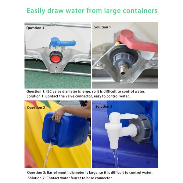 S60*6 IBC Tank Adapter Plastic Fitting 3/4" Casting Connector Water Tank Lid Valve Durable