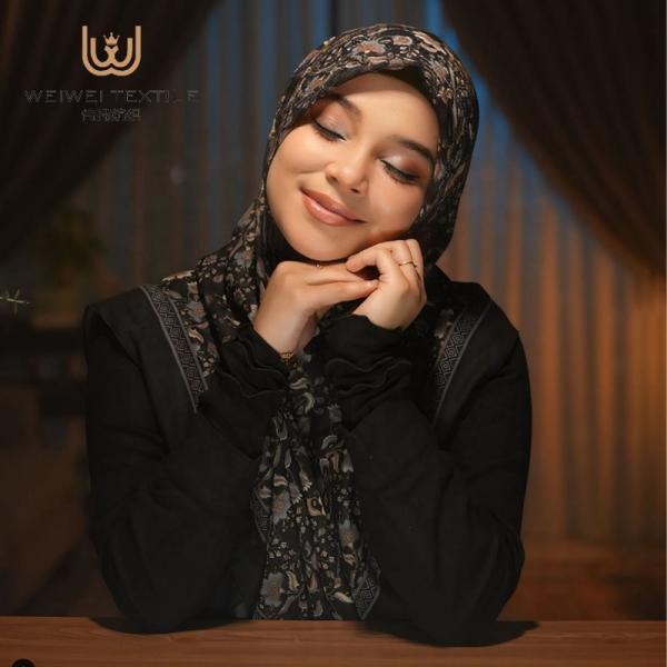 Custom High Quality Women's Lace Shawl Solid Plain Bubble Printed Chiffon Hijab Thick Heavy Chiffon Muslim Georgette Scarf