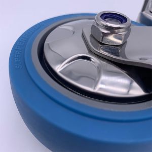 100mm Soft Rubber Stainless Lockable Caster Wheels