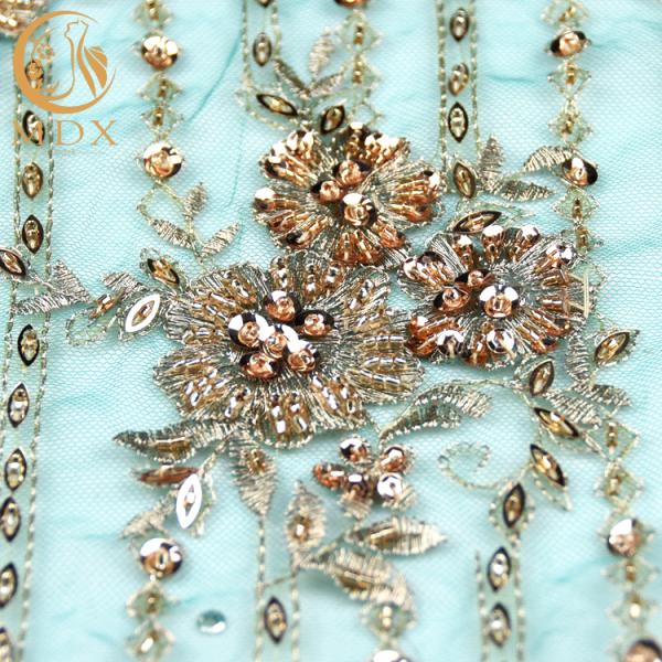 Fashion George Embroidery Lace Fabrics Green Mesh Handmade 20% Polyeter