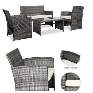 High Quality Aluminum Frame Modern PE Rattan Woven Wicker Handmade Sofa Coffee