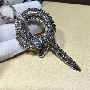 B Luxury jewelry factory high-qu Heavy diamond snake Necklace 18k gold white