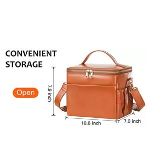 Practical Leather Insulated Lunch Bag Cooler Waterproof Durable