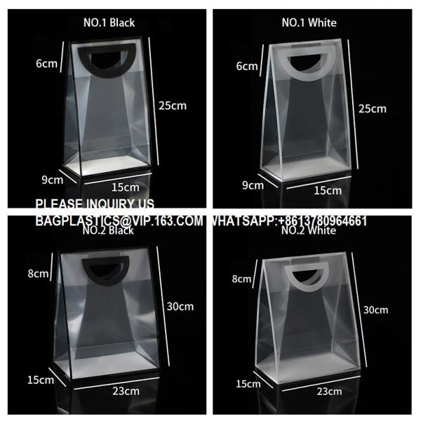 Plastic Tote Bags, Shopping Bags Gift Packaging Bags, PP Environmental Protection Frosted Transparent Bags Custom LOGO