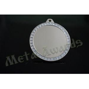 Glitter Color Custom Silver Medals , Custom Engraved Medallions Round Shape