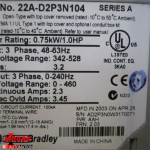 22A-D2P3N104 22AD2P3N104 Allen Bradley AB PowerFlex 4 AC Drive