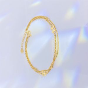 Glamorous Women's Jewelry 18K Solid Gold Heart Bracelet
