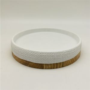 Wooden Base Polyresin Bathroom Accessories Sets With Fabric Look