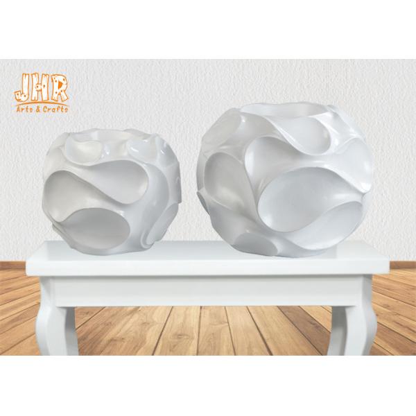 Buy Home Wedding Classic Fiberglass Flower Pots Wavy Pattern Glossy White at wholesale prices