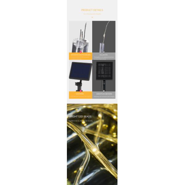 SMD 5050 LED Solar Strip Light , IP67 Flexible Decorative Rope Lights 3500K