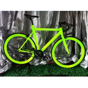 Color 700C Green Single Speed Fixie Gear Bike with Neon Nights Glow-in-the-Dark