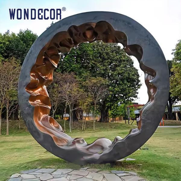 Buy Large Outdoor Public Art Abstract Copper Ring Sculpture at wholesale prices
