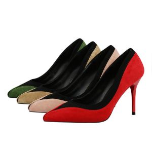 China ZM004 9628-13 New Style Wedding Shoes Pointed Toe Shallow Mouth Color Matching High Heels Korean Style Super High Heel S on sale